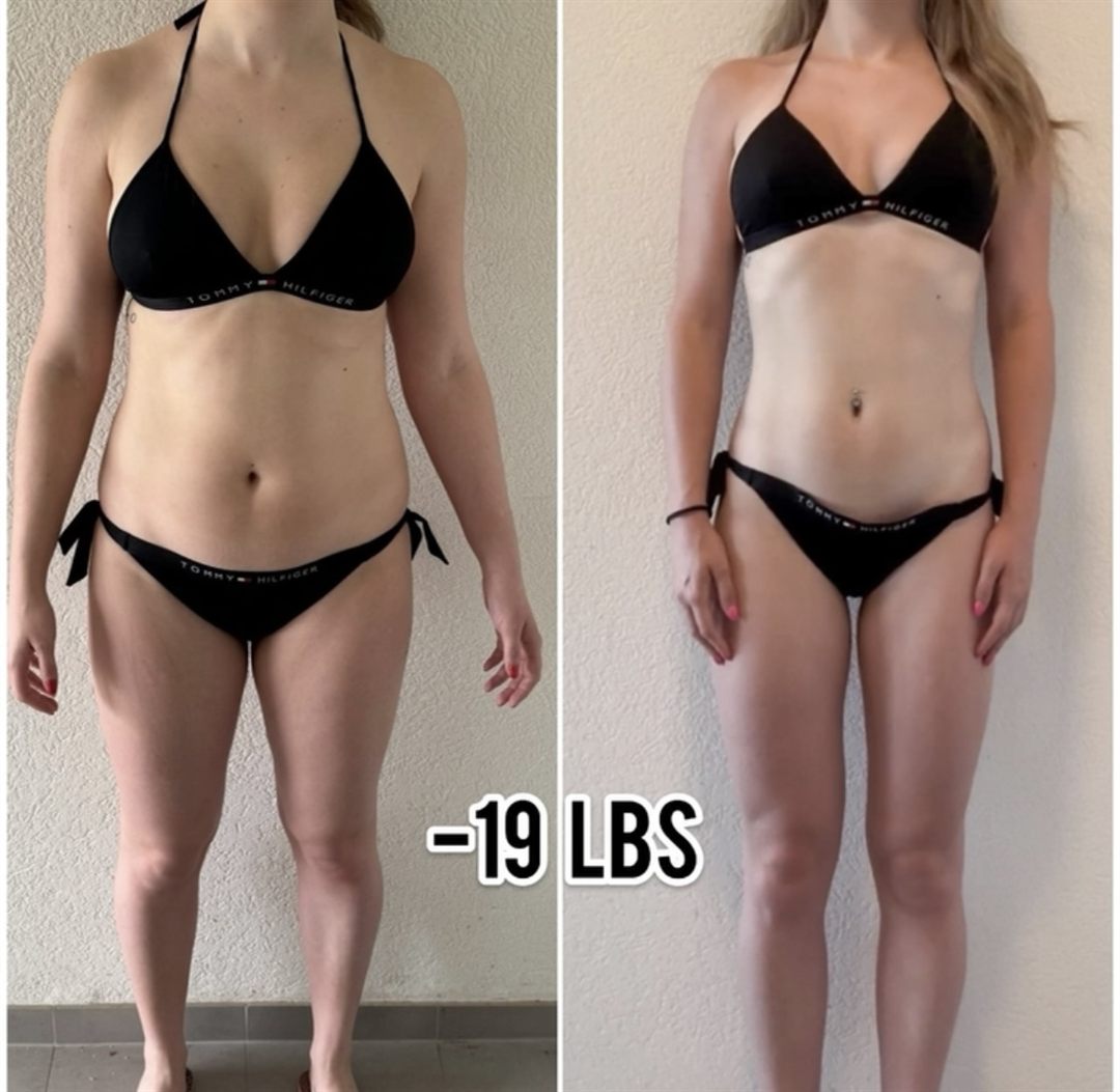 Alice's before and after: -19 lbs in 2 months.