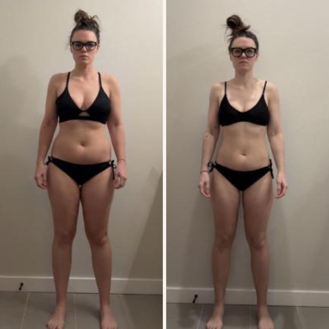 Elizabeth's before and after: -16 lbs in 5 months.